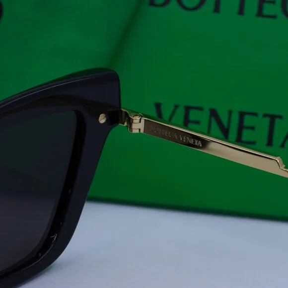 Bottega Veneta BV1241S 001 Sunglasses Black/Gold Cat Eye  display picture 1